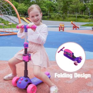 RideVOLO K02 Foldable Kick Scooter for 2-6 Years Old Kids, 2-in-1 with Removable Seat, 3 Adjustable Heights, Flashing Wheels and Wide Deck, Max Load 110lbs, Outdoor Activities, Gift for Boy/Girl Black