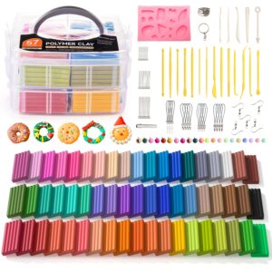 polymer clay, shuttle art 57 colors oven bake modeling clay, creative clay kit with 19 clay tools and 10 kinds of accessories, non-toxic, non-sticky, ideal diy art craft clay gift for kids adults…