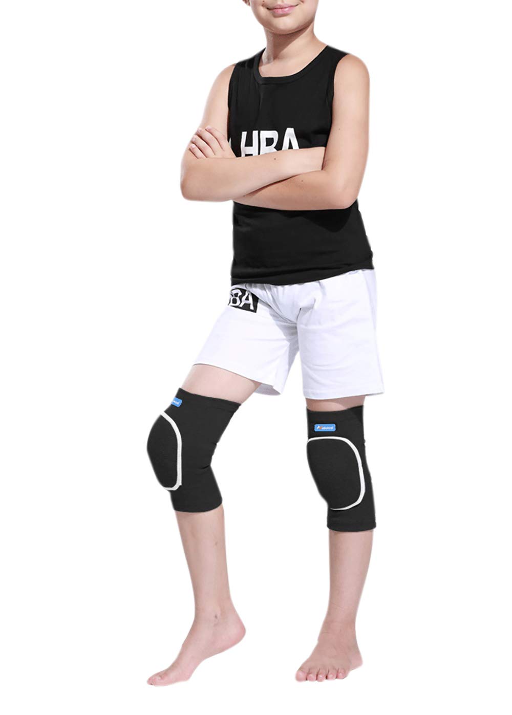 ANKOMINA Children Kids 2 Pairs Knee Pad and Elbow Support Set,Anti-Slip Breathable Flexible Elastic Knee Brace Knee Elbow Support Protector for Volleyball Football Dance Yoga Skating Baskeball Sport