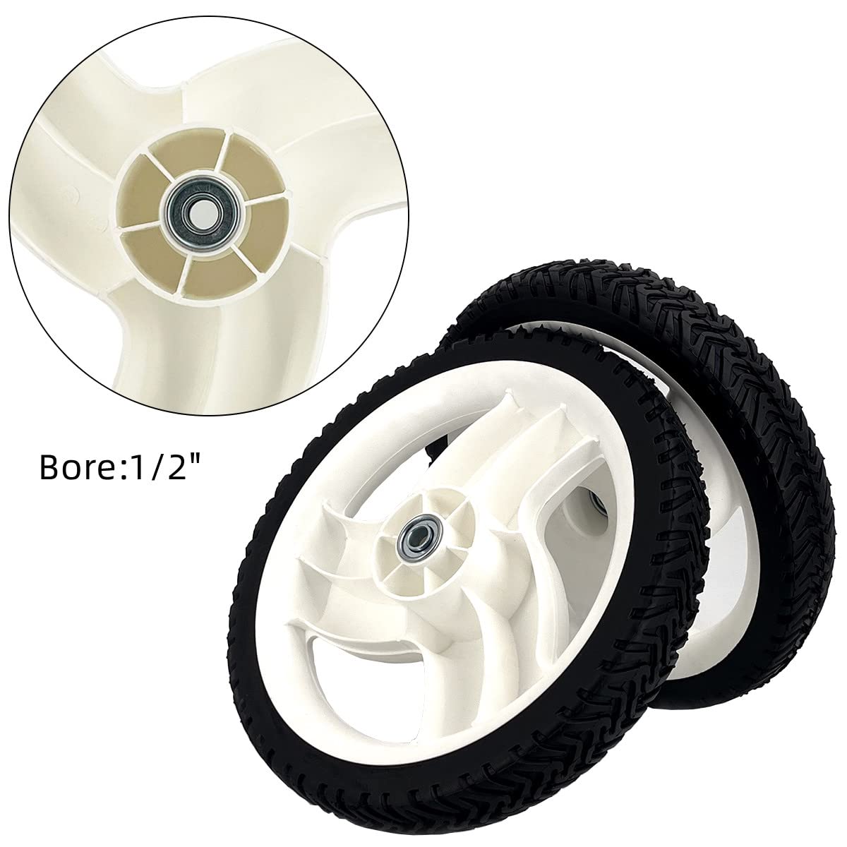 Cluparis Lawn Mower Wheel Replaces for Toro 105-1814 Front/Rear Wheel 8" 3/4" 1/2" (Set of 2)