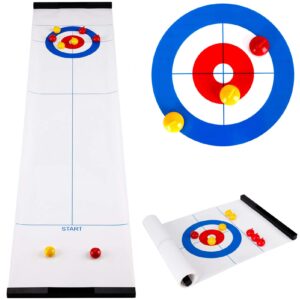 family games fun tabletop mini curling game set for kids and adults shuffleboard pucks with 8 rollers