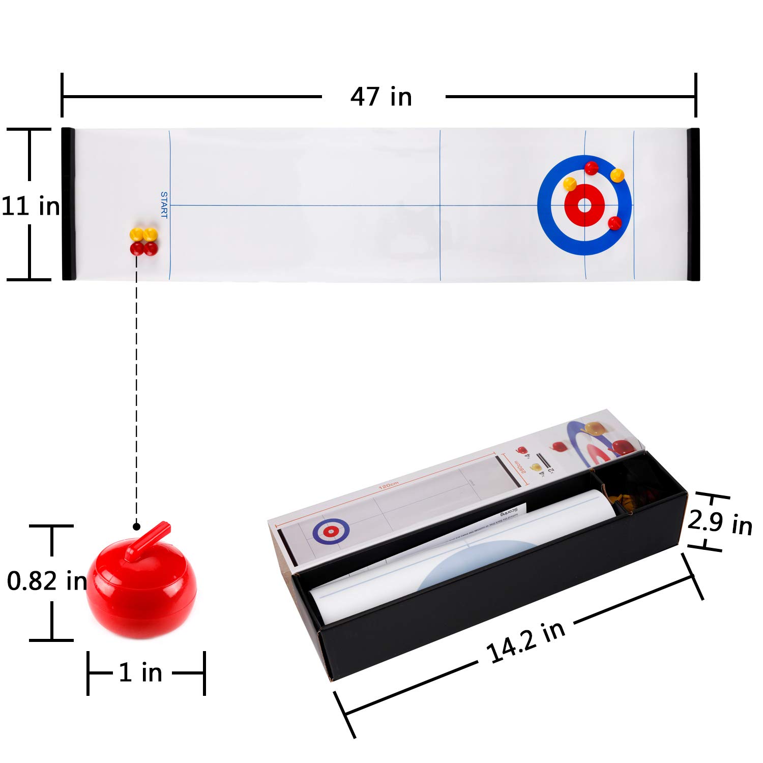 Family Games Fun Tabletop Mini Curling Game Set for Kids and Adults Shuffleboard Pucks with 8 Rollers