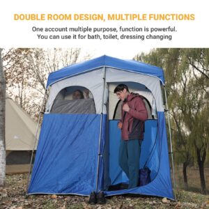 KingCamp Oversize 2 Persons Outdoor Easy Up Portable Dressing Changing Room Shower Privacy Shelter Tent, Blue/Grey