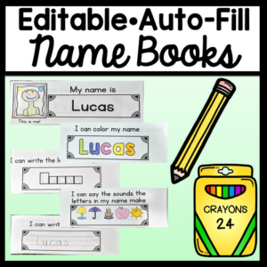 name tracing practice - editable books! {personalized name books with 8 pages of tracing and coloring activities!}