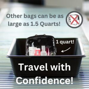 BORSALI TSA Quart Size Bag Approved for Carry On Travel - One (1) Quart Clear Toiletires, Cosmetic and 3-1-1 Liquids Toiletry Bag - 2 Pack