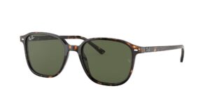 ray-ban rb2193 leonard square sunglasses, tortoise/g-15 green, 53 mm