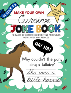 make your own cursive joke book 40 pages of cursive handwriting printables with jokes and riddles