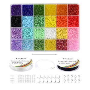 ybxjges 12000pcs 3mm glass seed beads 8/0 small beads bracelet making kit, tiny waist beads kit with jewelry making supplies elastic string for diy art craft girls gifts