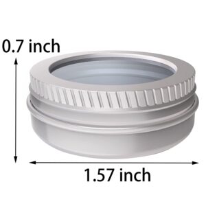 2 Ounce Aluminum Tin Jar 60 ml Refillable Containers Clear Top Screw Lid Round Tin Container Bottle for Cosmetic,Lip Balm, Cream, 12 Pcs.