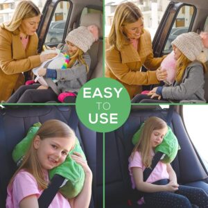 XDEMODA Seatbelt Pillow for Kids Travel - Dinosaur Seat Belt Cover & Cushion Pillow. Child Car Stuffed Plush Animal Travel Pillow. Safety Belt (Dinosaur)