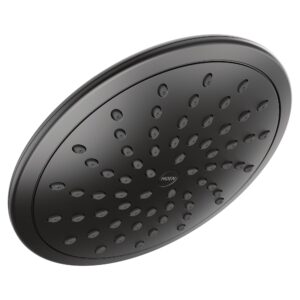 moen matte black 8-inch wide fixed rainshower, rain showerhead for tub and shower, 6345bl