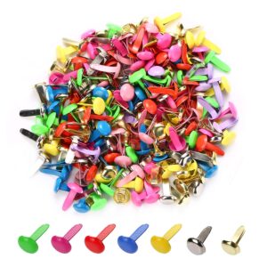 moinkerin 200 pcs mini brads metal brad fasteners split pins pastel, 0.3 x 0.47 inch multicolor round brads for paper craft diy stamping scrapbooking