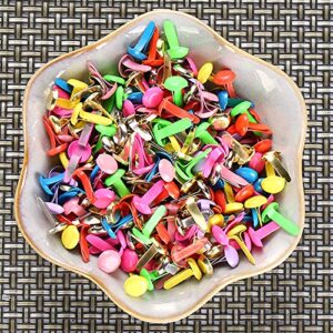 moinkerin 200 Pcs Mini Brads Metal Brad Fasteners Split Pins Pastel, 0.3 x 0.47 inch Multicolor Round Brads for Paper Craft DIY Stamping Scrapbooking