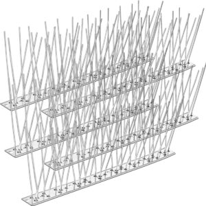 lanney bird spikes, 10 strips stainless steel bird deterrent pigeon spikes for outside to keep birds away, anti bird repellent spikes control kit cover 10.8 feet, unassembled