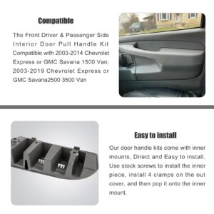3mirrors Interior Door Pull Handle Front Driver & Passenger Side Armrest Handle Compatible with 2003-2019 Chevrolet Express or GMC Savana 1500 2500 3500 Van (Gray)