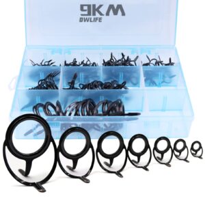9km dwlife fishing rod tip guide repair kit pole replacement stainless steel ceramic ring saltwater freshwater mixed size in a box(small - 50pcs)