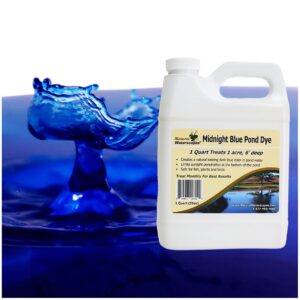 natural waterscapes pond dye - midnight blue super concentrate- 1 quart treats 1 acre up to 6 feet deep, dark natural looking blue pond dye- mix of bright blue dye and black dye (1)