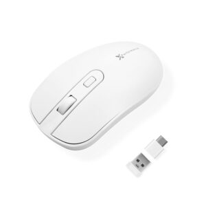 x9 performance usb c mouse wireless with usb and type c receiver - great cordless multi-device mouse - 2.4g rf white usb type c wireless mouse for macbook pro/air, apple mac, imac, laptop, pc computer