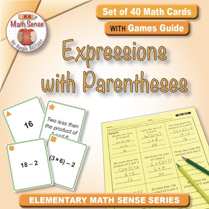 Expressions with Parentheses: 40 Math Cards with Games Guide 5A11