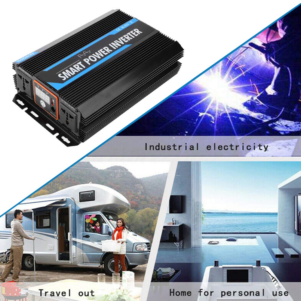 Car Power Inverter, 2000W 12V to 220V Pure Sine Power Voltage Inverter Transformer Auto Accessory