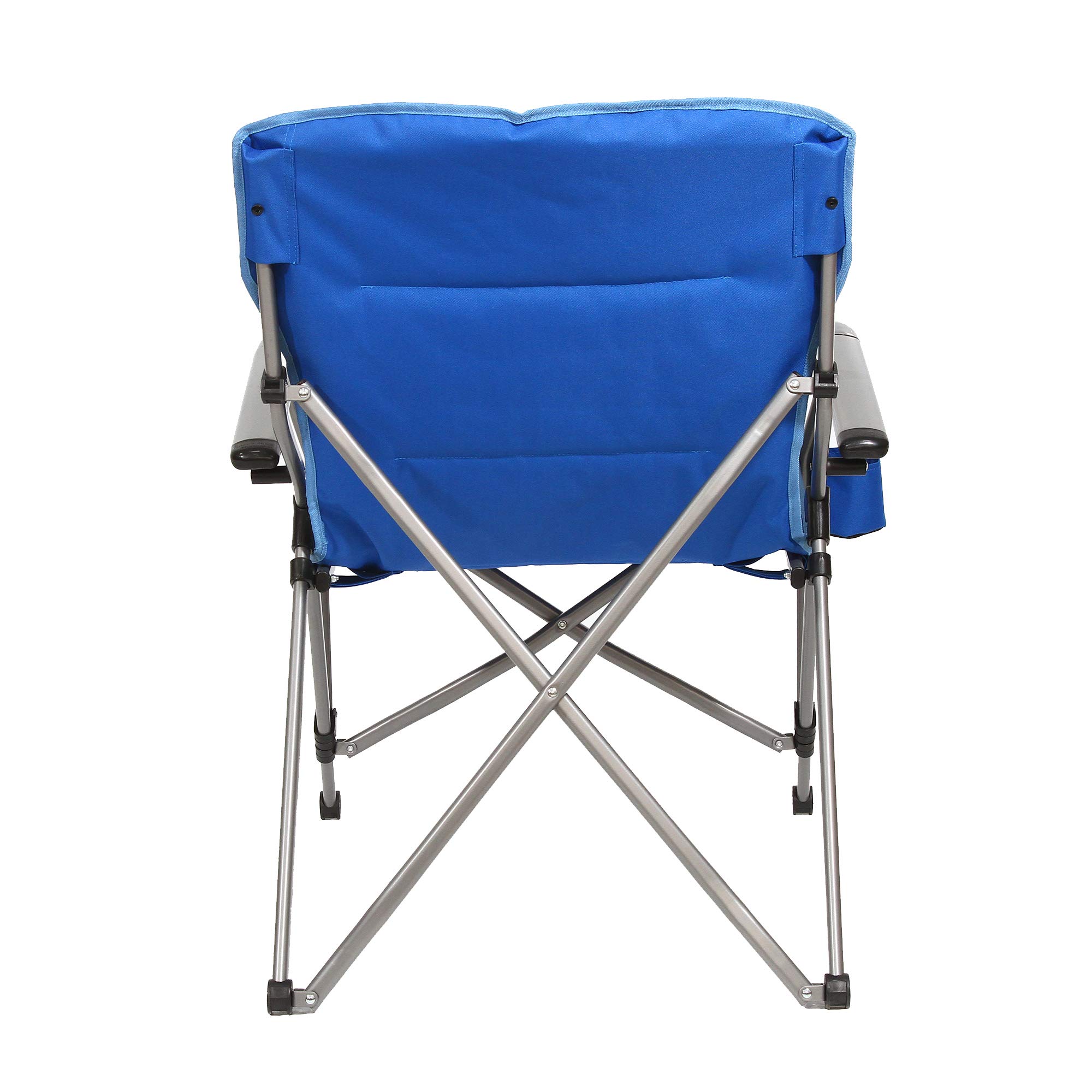 Kamp-Rite Portable Folding Padded Outdoor Camping Chair with Cupholder & Hard Arms for Camping, Tailgating, and Sports, 300 LB Capacity, Navy & Tan