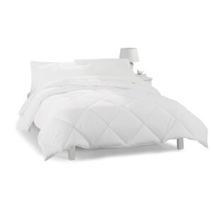 serta air dry year round quilt-stitched microfiber fill down alternative comforter, twin, white