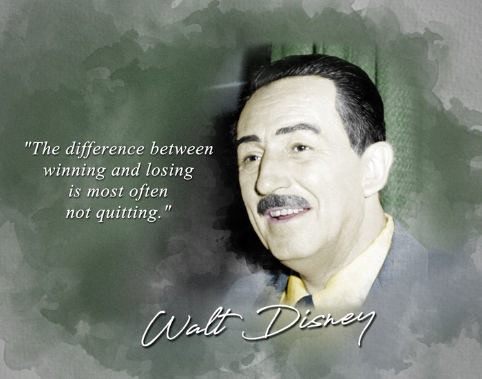 Walt Disney Quote - The Difference Between Winning and Losing is Most Often Not Quitting Classroom Wall Print