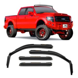voron glass in-channel extra durable rain guards for trucks ford f-150 2009-2014 supercrew, window deflectors, vent window visors, 4 pieces - 220014