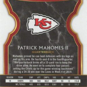 2019 Panini Select #7 Patrick Mahomes II - Kansas City Chiefs NFL Football Card NM-MT