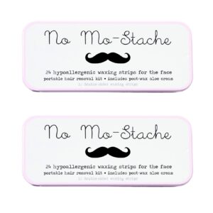 no mo-stache lip wax kit 24 count 2 pack - skin friendly easy to use wax strips - 2 pack travel friendly lip wax strip - lip hair removal in no time - skin exfoliator hair removal strips