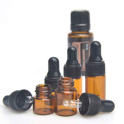 50 Pack,2ml Amber Glass Dropper Vial for Essential Oils,Empty Glass Eye Dropper Bottle With Black Screw Cap,Glass Liquid Pipette Travel Test Sample Perfume Vial-Transfer Pipette Included