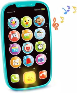 hola baby phone toys for 1 year old boy girl, my first learning play phone for kid, musical light up phone toys 12 18 24 month, toys for 1,2 year old boys girls,blue