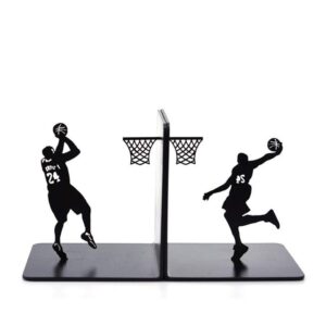 book ends creative basketball metal bookends book holder stand simple playing basketball book ends, students boy birthday gift bookends books support (color : black, size : a)