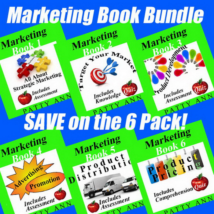 Business Marketing Bundled Book Set 1-6: *Teacher- or Self-Guided *No Prep Lesson Plans *Includes Activities & Quizzes!