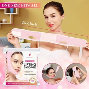 Venus Visage V-Line Chin Strap, Reusable Double Chin Strap for Jaw Line Definition, Chin Strap for Double Chin for Women & Men, V Line Lifting Mask, Visually Sculpting Double Chin Mask (Pink)