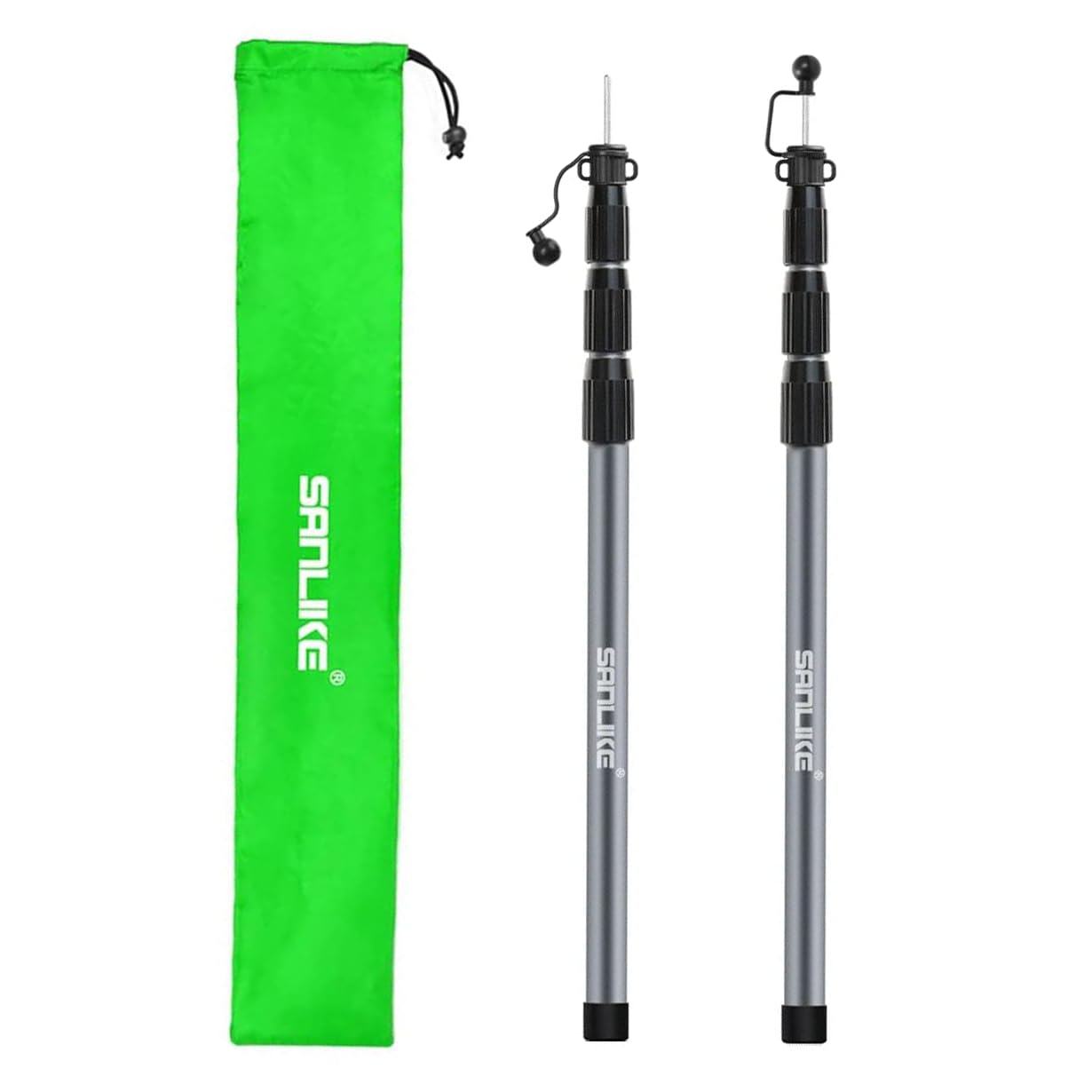 SANLIKE Tent Poles for Tarp, 98 in Tarp Poles Set of 2, Tent Poles Replacement, Telescoping Pole, Canopy Poles, Camping Poles for Rooftop Tents, Trekking Pole Tent for Rain Fly, Camper, Awning – Gray