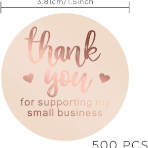 AIEX 1.5 Inch Thank You Sticker Foil Thank You for Supporting My Small Business Labels for Sealing, Decoration(1 Roll, 500 Stickers)