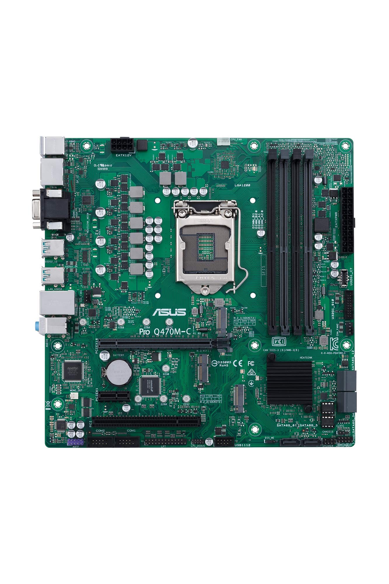 ASUS PRO Q470M-C/CSM LGA1200 (Intel® 10th Gen) uATX Commercial Motherboard (Intel vPro, Intel LAN, 2xDisplayPorts, HDMI/D-Sub,TPM, LPC debug Header and ASUS Control Center Express)