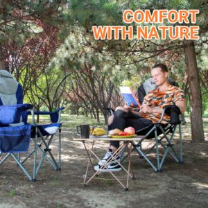 KingCamp Oversized Camping Folding Chair with Lumbar Support, Heavy Duty Ergonomic Padded Arm Chair with Cooler Bag, Cup Holder, Portable for Outdoor