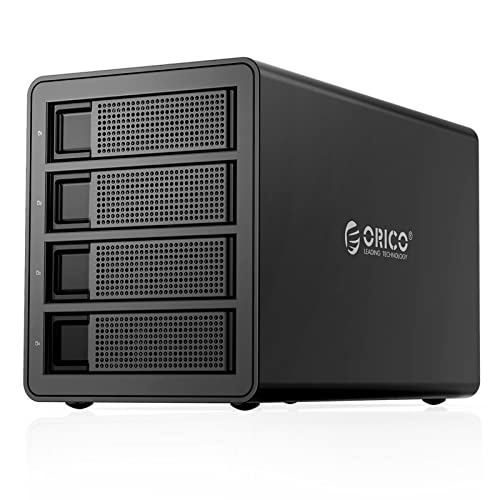 ORICO 4 Bay External Hard Drive Enclosure Raid USB 3.0 HDD Enclosure for 2.5''3.5'' SSD HDDs with 150W Power Adapter Support 64TB Suitable for Enterprise Data Storage Backup-3549RU3