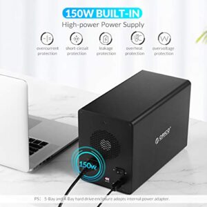 ORICO 4 Bay External Hard Drive Enclosure Raid USB 3.0 HDD Enclosure for 2.5''3.5'' SSD HDDs with 150W Power Adapter Support 64TB Suitable for Enterprise Data Storage Backup-3549RU3