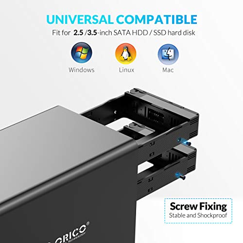 ORICO 4 Bay External Hard Drive Enclosure Raid USB 3.0 HDD Enclosure for 2.5''3.5'' SSD HDDs with 150W Power Adapter Support 64TB Suitable for Enterprise Data Storage Backup-3549RU3