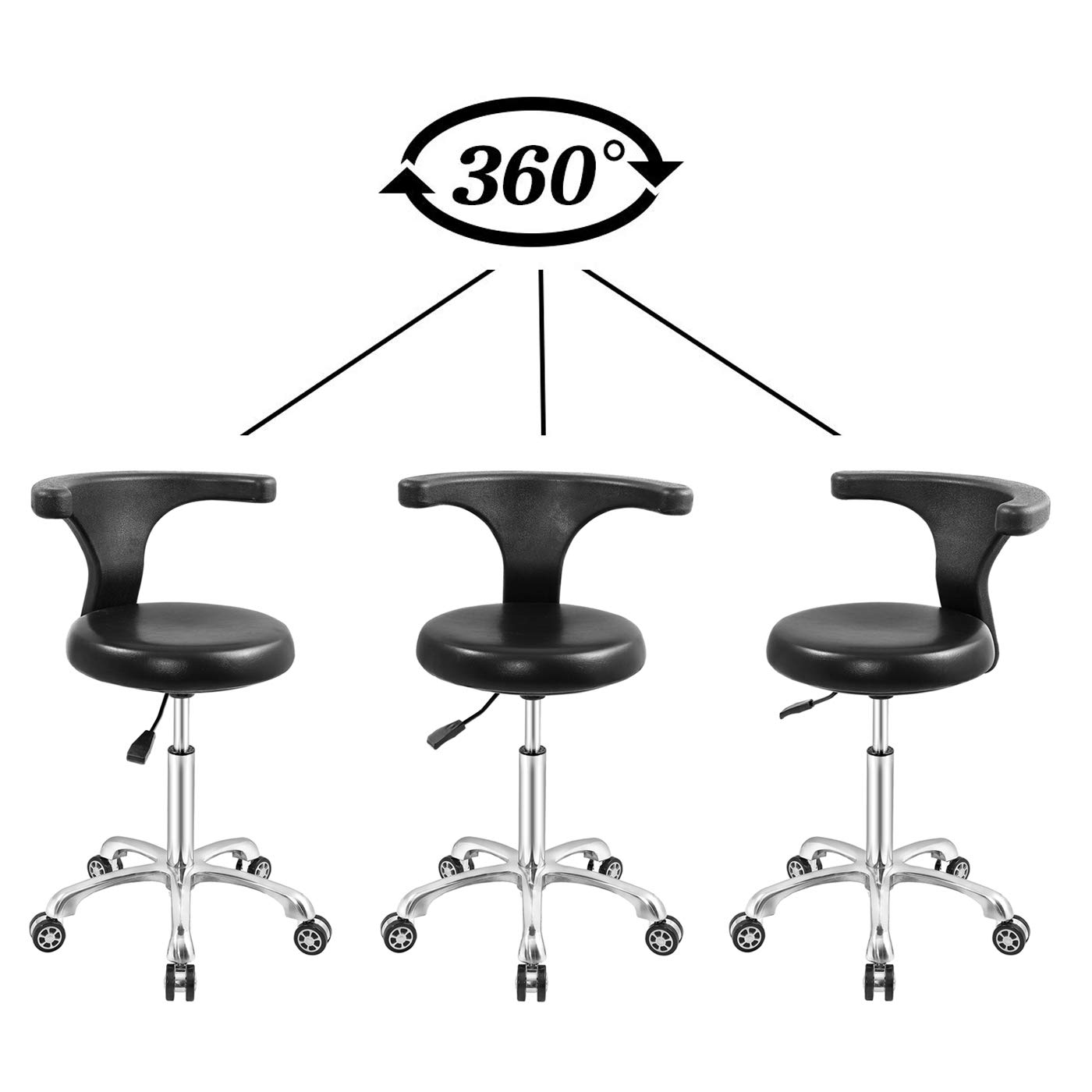 Nazalus Rolling Stool Task Chair Drafting Adjustable with Wheels and Backrest Heavy Duty for Office Kitchen Medical Dentist Shop Lab and Home(Without Footrest)