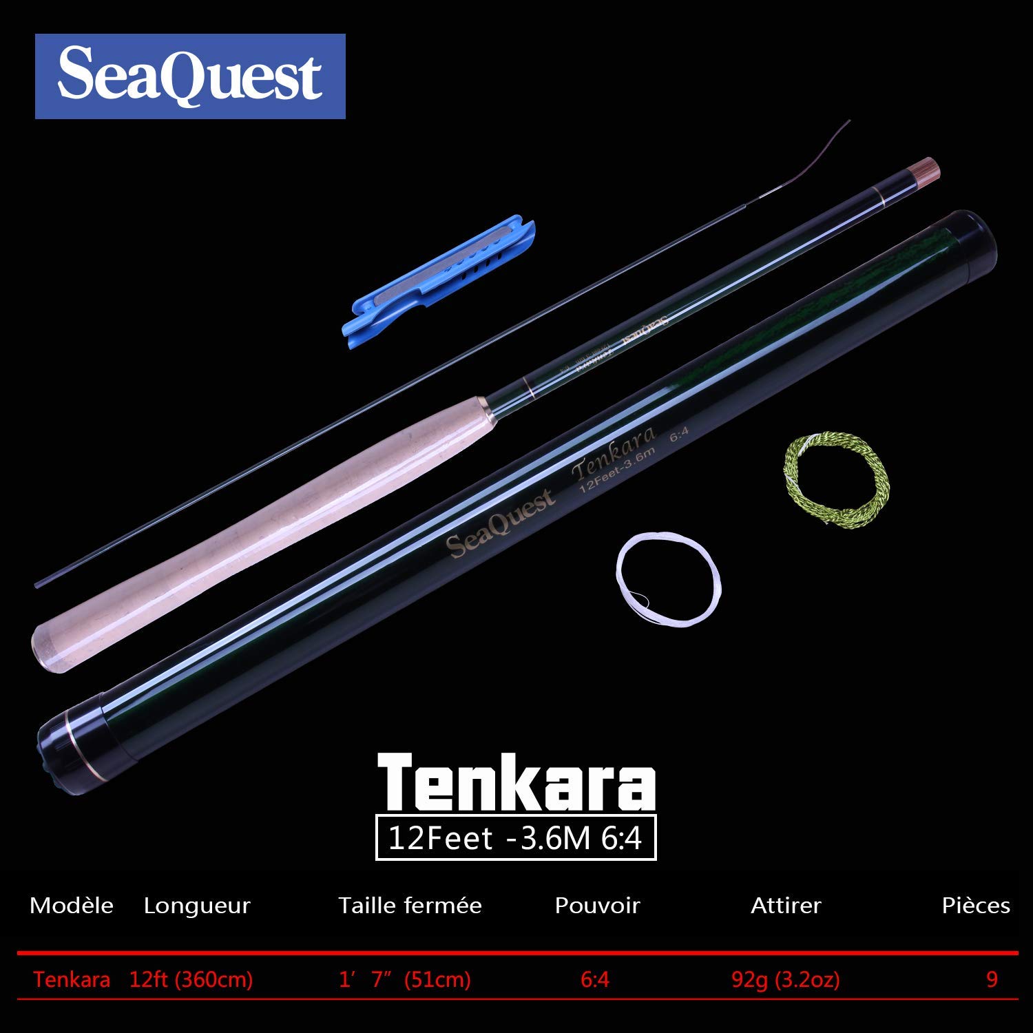 SeaQuest Tenkara 6:4 12ft Canna da Pesca TG kit 2 12Ft 6:4