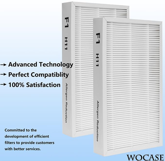 F1 Allergen Reduction Replacement, F1 H11 True HEPA Filter Replacement Compatible with 3M Filtrete C01 T02 Room Air Purifier for FAP-C01-F1, FAP-T02-F1, FAP-C01BA-G1, FAP-T02WA-G1, 2 Pack