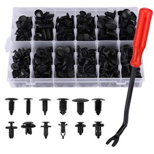 livtee 240pcs car plastic push pin rivet fasteners, assortment universal retainer clips push type retainers set in case with remover tool