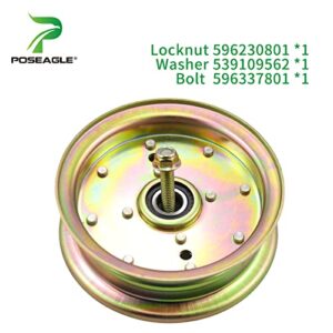 POSEAGLE 2 Pack 539132728 Idler Pulley Replace Husqvarna 539132728 Husqvarna Idler Pulley, 589766102 Pulley, 589766101, 539112196 for Husqvarna MZ52 MZ54 MZ61 MZ6128 RZ4623 RZ46I YTH22v42LS Z246 Deck