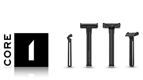 OneBlade Core Safety Razor for Fine Hair - Includes Stand & 10 Premium Japanese Feather Blade Refills - Introductory Level