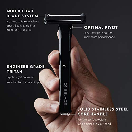 OneBlade Core Safety Razor for Fine Hair - Includes Stand & 10 Premium Japanese Feather Blade Refills - Introductory Level