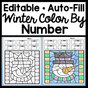 color by number for winter-editable with auto-fill! {6 winter pictures!}
